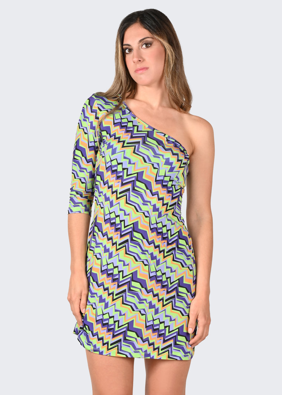 Mini Dress Monospalla "Alghe"