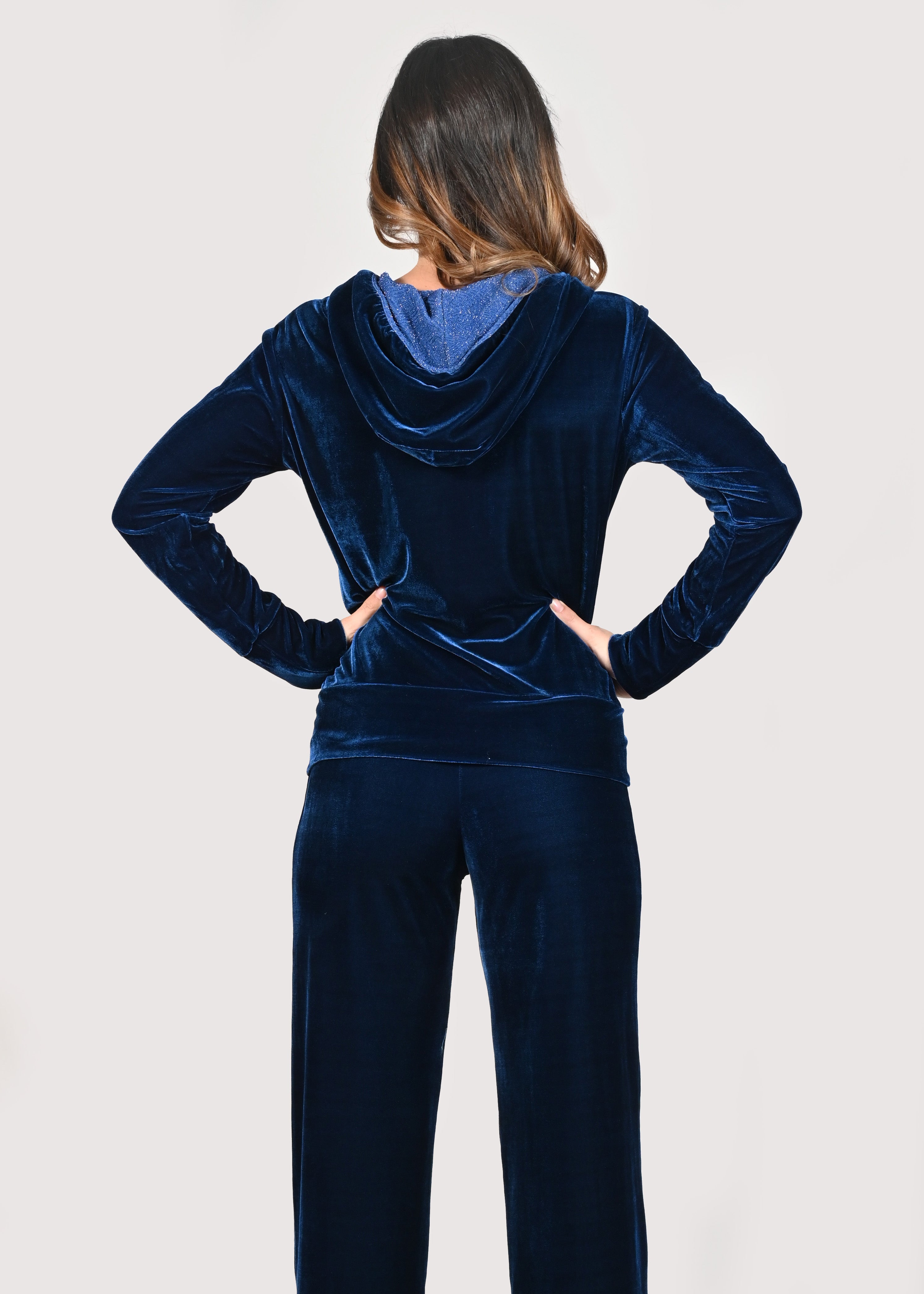 Tuta Da Casa Donna Nicky 57669 – Velluto Blu Navy, Calda E Morbida, Vestibilità Comoda, Ökotex Standard 100