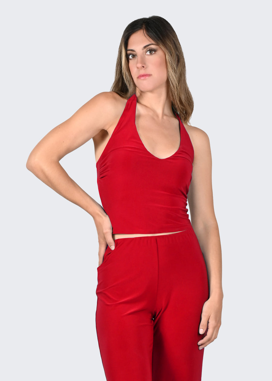 Top in jersey rosso