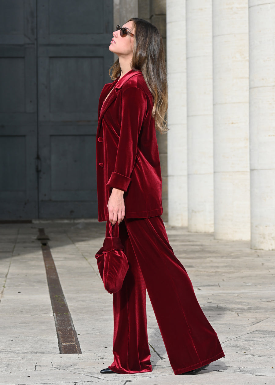 Tailleur in velluto rosso