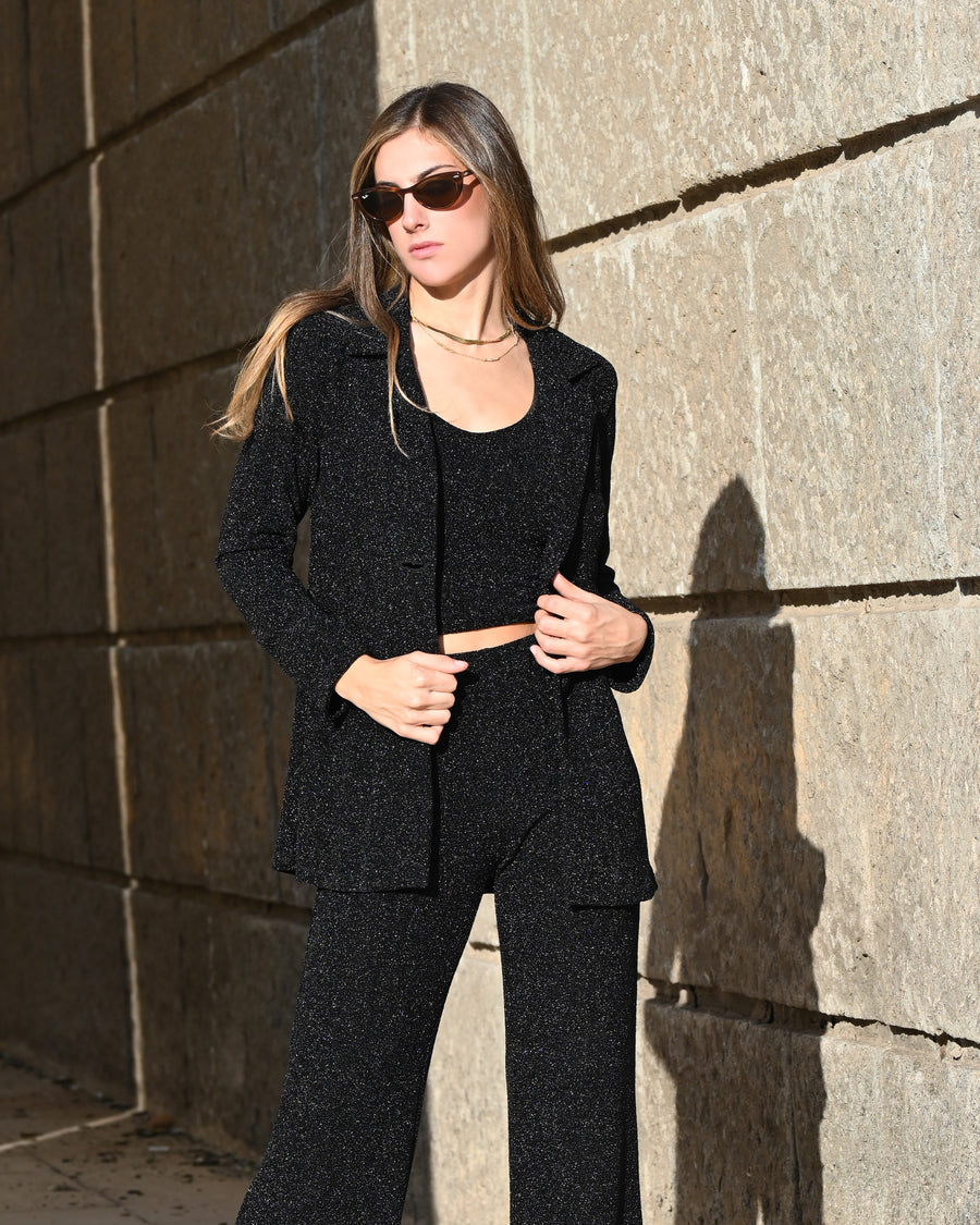 Tailleur in lurex nero