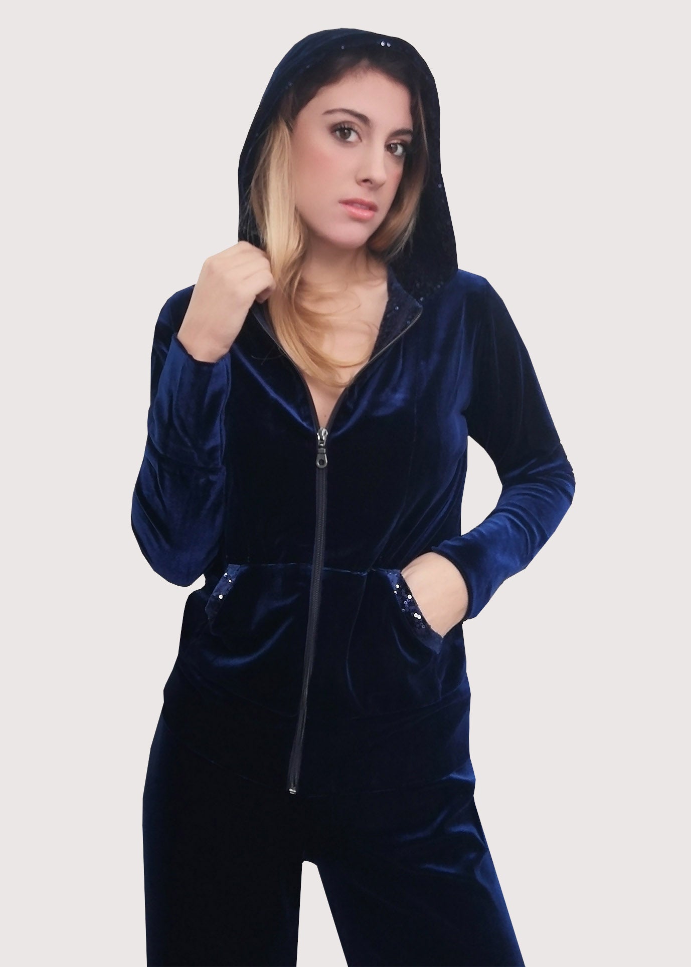 Tuta completa da donna ciniglia in velluto sportiva ginnastica tute palestra M L Tuta completa da donna ciniglia in velluto sportiva ginnastica tute palestra M L